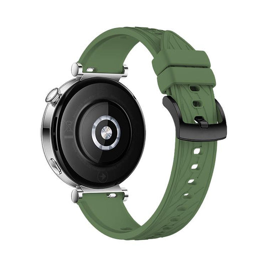 Kalebol 18mm Universal Textured Silicone Black Buckle Strap(Spruce Green) by Kalebol