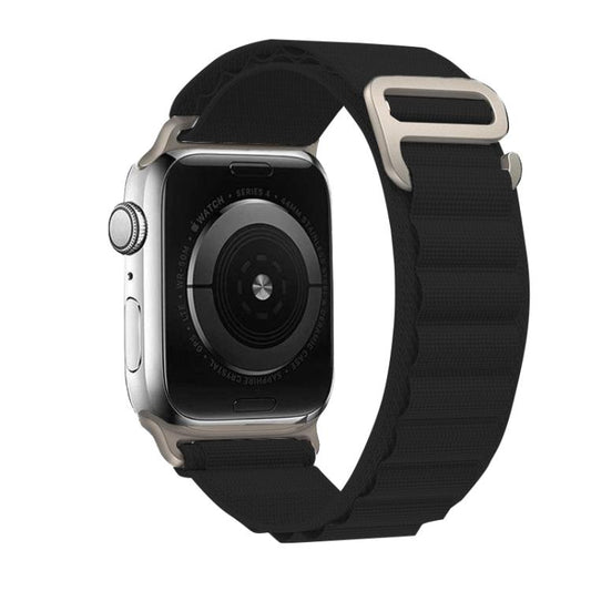 For Apple Watch 46mm / 49mm / 45mm / 44mm Kalebol Aline Nylon Loop Watch Band(Black) by Kalebol