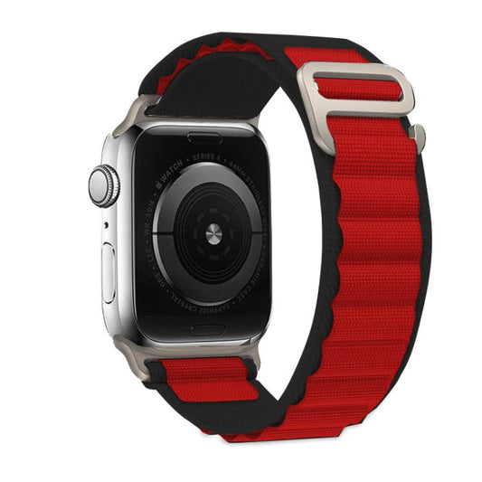 For Apple Watch 42mm / 41mm / 40mm / 38mm Kalebol Aline Nylon Loop Watch Band(Black+Red) by Kalebol