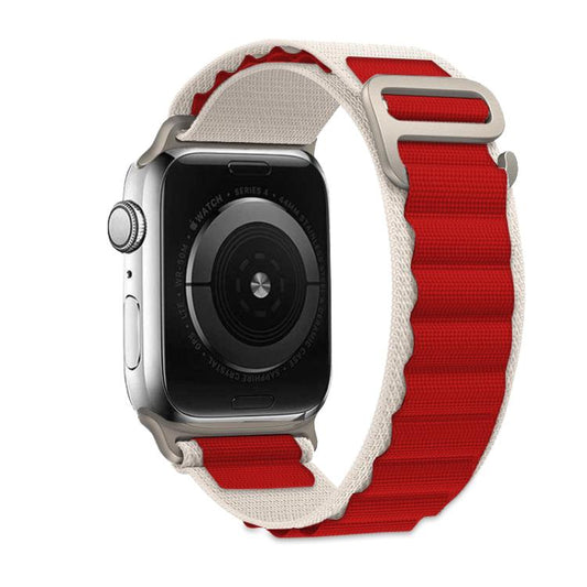 For Apple Watch 42mm / 41mm / 40mm / 38mm Kalebol Aline Nylon Loop Watch Band(Red+White) by Kalebol