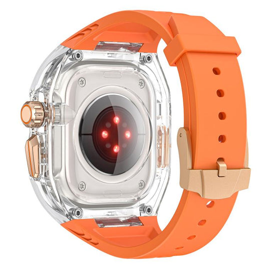 For Apple Watch Ultra 2 / 1 49mm Kalebol Glacier Integrated Transparent Silicone Strap(Orange Transparent) by Kalebol
