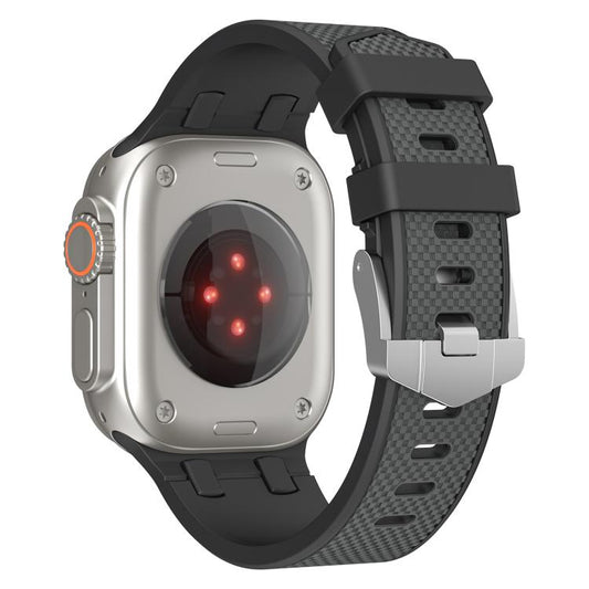 For Apple Watch 46mm / 49mm / 45mm / 44mm Kalebol Farmhouse Oak Silicone Strap(Black + Coal Grey) by Kalebol