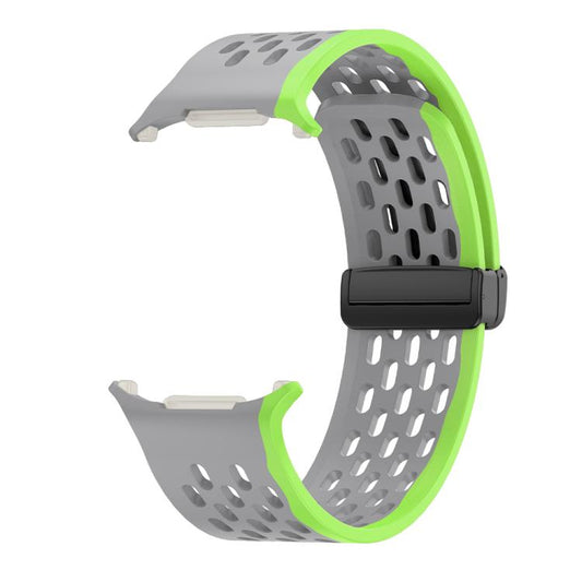For Samsung Galaxy Watch Ultra 47mm / Ultra 2025 Kalebol Porous Silicone Magnetic Watch Band(Grey Green) by Kalebol