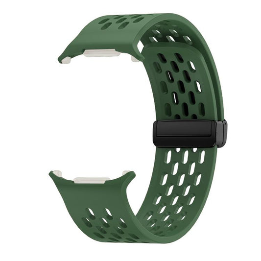 For Samsung Galaxy Watch Ultra 47mm / Ultra 2025 Kalebol Porous Silicone Magnetic Watch Band(Field Green) by Kalebol