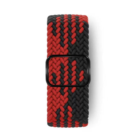 For Apple Watch 46mm / 49mm / 45mm / 44mm Kalebol Eight Buckle Nylon Braided Watch Band(Black Red) by Kalebol