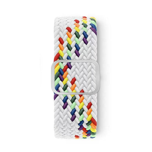 For Apple Watch 46mm / 49mm / 45mm / 44mm Kalebol Eight Buckle Nylon Braided Watch Band(White Rainbow) by Kalebol
