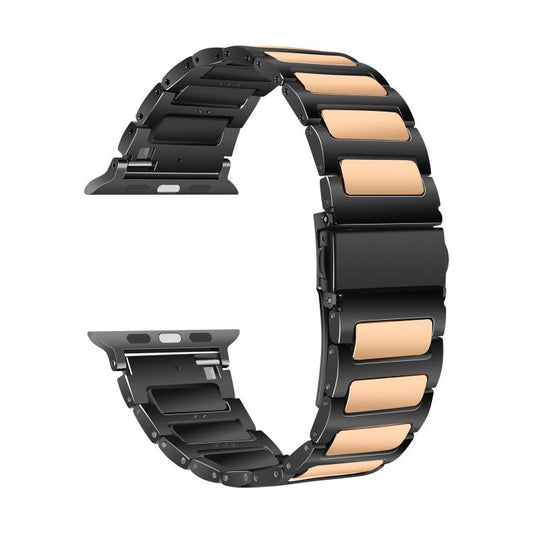 For Apple Watch 42mm / 41mm / 40mm / 38mm Kalebol Tooling Metal Zinc Alloy Watch Band(Black Rose Gold) by Kalebol