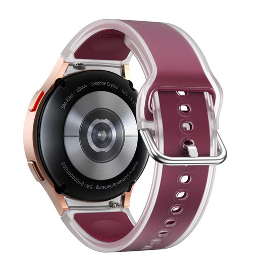 For Samsung Galaxy Watch 7 / 6 / 5 / 4 Kalebol Glacier Transparent Silicone Watch Band(Wine Red) by Kalebol