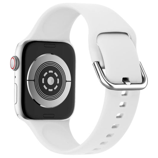 For Apple Watch 42mm / 41mm / 40mm / 38mm Kalebol Metal Pin Buckle Silicone Watch Band(White) by Kalebol