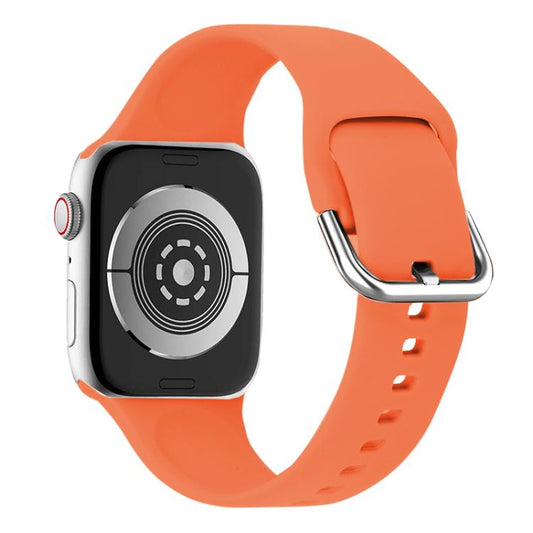 For Apple Watch 42mm / 41mm / 40mm / 38mm Kalebol Metal Pin Buckle Silicone Watch Band(Orange) by Kalebol