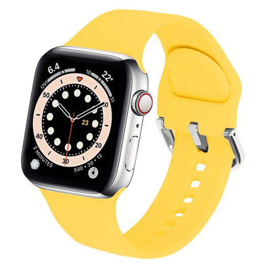 For Apple Watch 42mm / 41mm / 40mm / 38mm Kalebol Metal Pin Buckle Silicone Watch Band(Yellow) by Kalebol