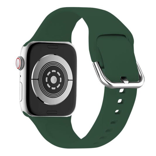 For Apple Watch 42mm / 41mm / 40mm / 38mm Kalebol Metal Pin Buckle Silicone Watch Band(Dark Green) by Kalebol