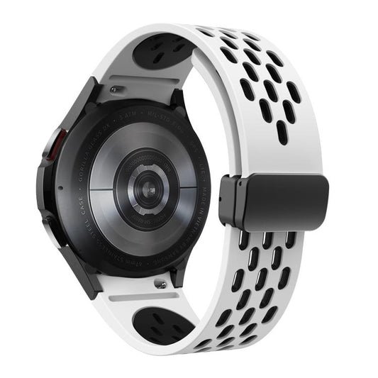 For Samsung Galaxy Watch 4 / 5 / 6 Kalebol Two-color Mesh Magnetic Black Buckle Silicone Strap(White Black) by Kalebol