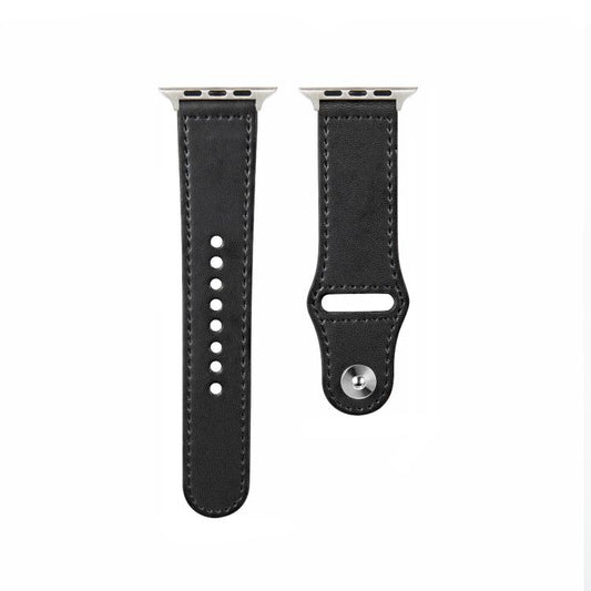 For Apple Watch 42mm / 41mm / 40mm / 38mm Kalebol Large Stud Buckle Leather Watch Band(Black) by Kalebol