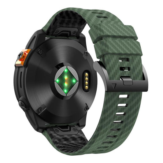 For Garmin Fenix 7 22mm Kalebol Two Color Carbon Fiber Print Silicone Watch Band(Army Green Black) by Kalebol
