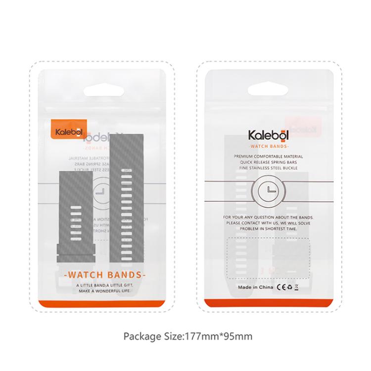 For Garmin Fenix 7 22mm Kalebol Two Color Carbon Fiber Print Silicone Watch Band(Orange Black) by Kalebol