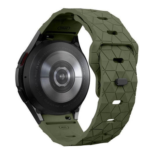 For Samsung Galaxy Watch 4 / 5 / 6 Kalebol Football Pattern Reverse Buckle Silicone Strap(Army Green) by Kalebol