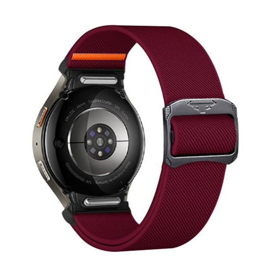 For Samsung Galaxy Watch 5 Pro / 6 / 7 Kalebol Button Elastic Nylon Watch Band(Wine Red) by Kalebol