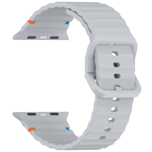 For Apple Watch 42mm / 41mm / 40mm / 38mm Kalebol Wavy Grain Stitched Silicone Watch Band(Grey) by Kalebol