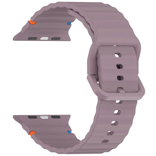 For Apple Watch 42mm / 41mm / 40mm / 38mm Kalebol Wavy Grain Stitched Silicone Watch Band(Purple Smoke) by Kalebol