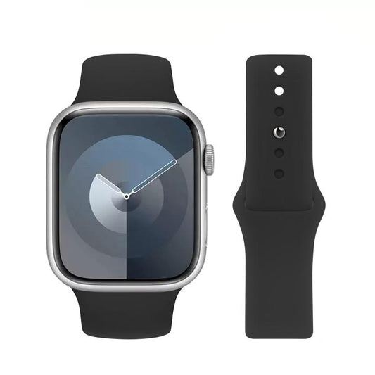 For Apple Watch 46mm / 49mm / 45mm / 44mm Kalebol Reverse Buckle Silicone Watch Band(Black) by Kalebol
