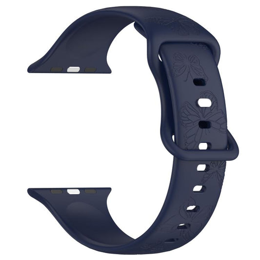 For Apple Watch 46mm / 49mm / 45mm / 44mm Kalebol 8-shaped Buckle Butterfly Embossed Silicone Watch Band(Dark Blue) by Kalebol