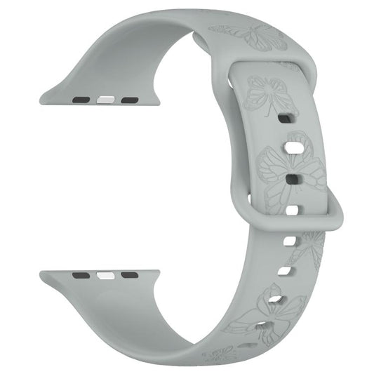 For Apple Watch 42mm / 41mm / 40mm / 38mm Kalebol 8-shaped Buckle Butterfly Embossed Silicone Watch Band(Grey) by Kalebol