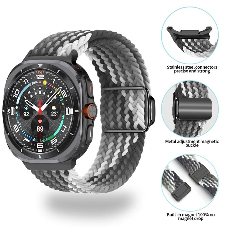 For Samsung Galaxy Watch Ultra 47mm / Ultra 2025 Kalebol Braided Loop Magnetic Black Buckle Watch Band(Space Grey) by Kalebol