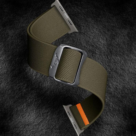 For Apple Watch 42mm / 41mm / 40mm / 38mm Kalebol Bull Bead Buckle Elastic Nylon Watch Band(Army Green) by Kalebol
