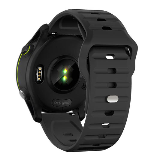 22mm Kalebol Wave Pattern Studded Buckle Silicone Watch Band(Black) by Kalebol