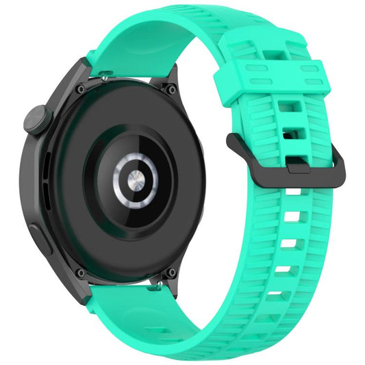 20mm Kalebol Black Buckle Tire Pattern Silicone Watch Band(Teal) by Kalebol