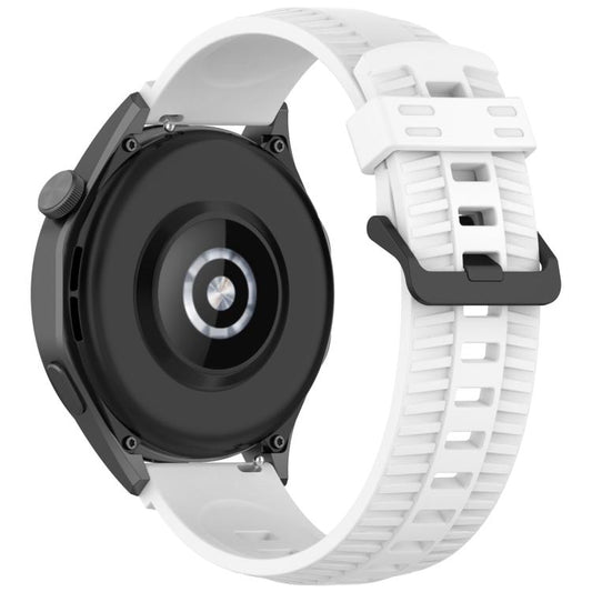 22mm Kalebol Black Buckle Tire Pattern Silicone Watch Band(White) by Kalebol