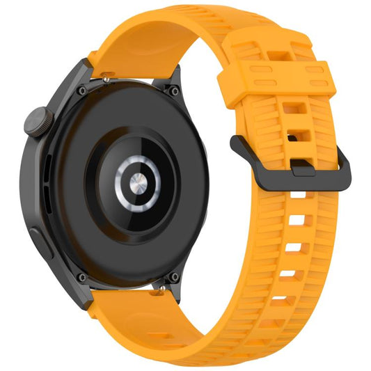 22mm Kalebol Black Buckle Tire Pattern Silicone Watch Band(Yellow) by Kalebol