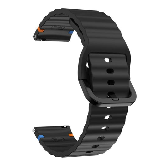 22mm Kalebol Wave Stitch Silicone Watch Band(Black) by Kalebol