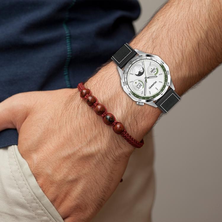 22mm Kalebol Ordinary Silver Buckle Hybrid Nylon Braid Silicone Watch Band(Grey) by Kalebol