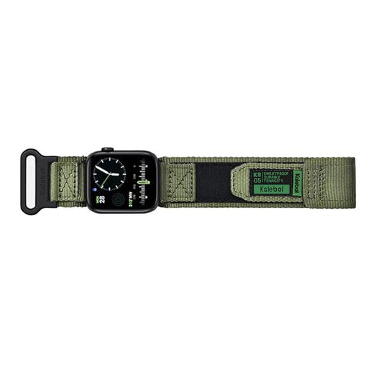 For Apple Watch 42mm / 41mm / 40mm / 38mm Kalebol Canvas Nylon Hook and Loop Watch Band(Army Green) by Kalebol