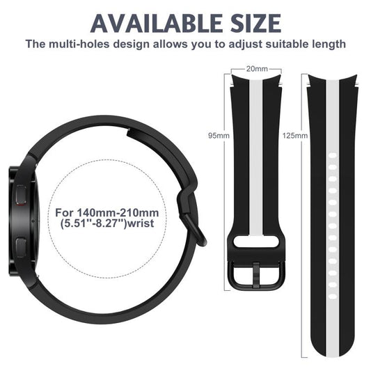 For Samsung Galaxy Watch7 / 6 / 5 Kalebol Three Vertical Stripes Same Color Buckle Silicone Strap(Black White) by Kalebol