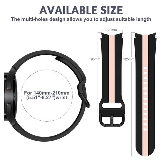 For Samsung Galaxy Watch7 / 6 / 5 Kalebol Three Vertical Stripes Same Color Buckle Silicone Strap(Black Pink) by Kalebol