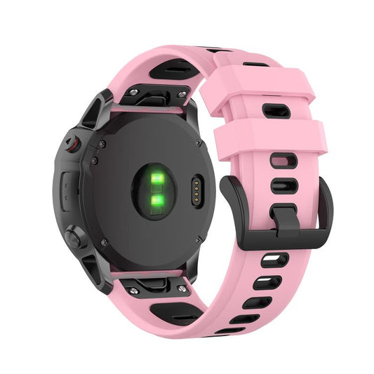 For Garmin QuickFit 22mm Kalebol Two-color Silicone Watch Band(Pink Black) by Kalebol