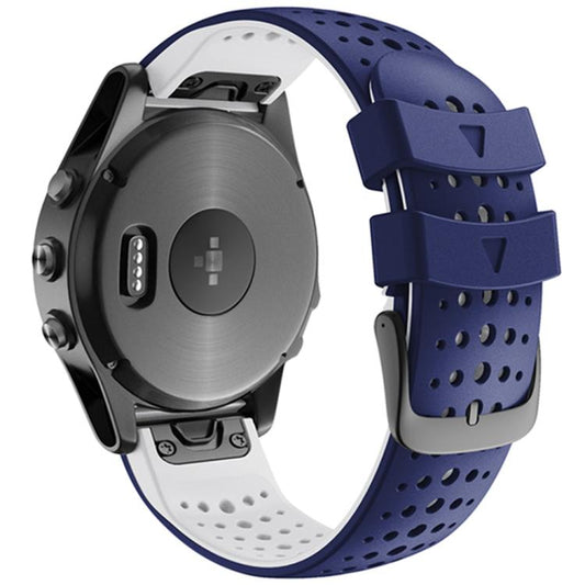 For Garmin QuickFit 22mm Kalebol Breathable Two-color Silicone Watch Band(Blue White) by Kalebol