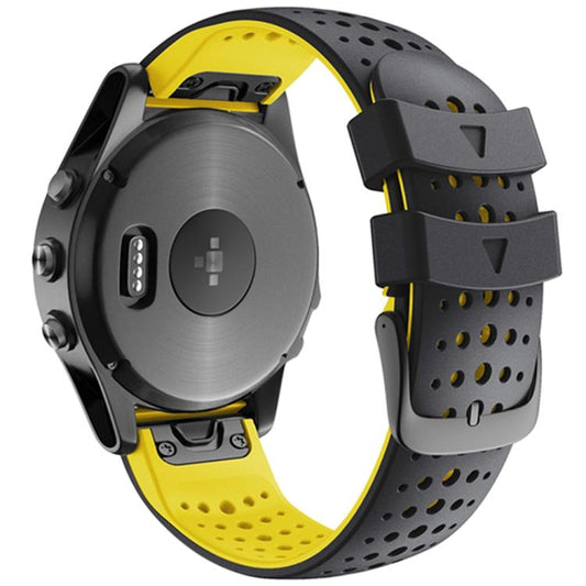 For Garmin QuickFit 26mm Kalebol Breathable Two-color Silicone Watch Band(Black Yellow) by Kalebol