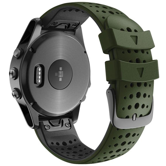 For Garmin QuickFit 26mm Kalebol Breathable Two-color Silicone Watch Band(Army Green) by Kalebol
