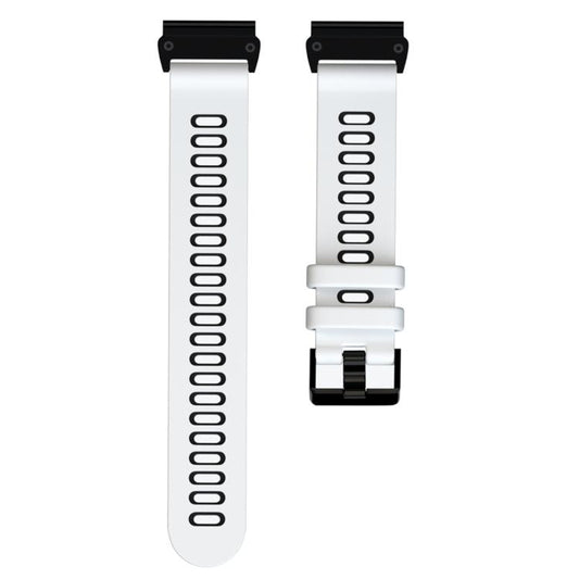 For Garmin QuickFit 22mm Kalebol Two-layer Silicone Watch Band(White Black) by Kalebol