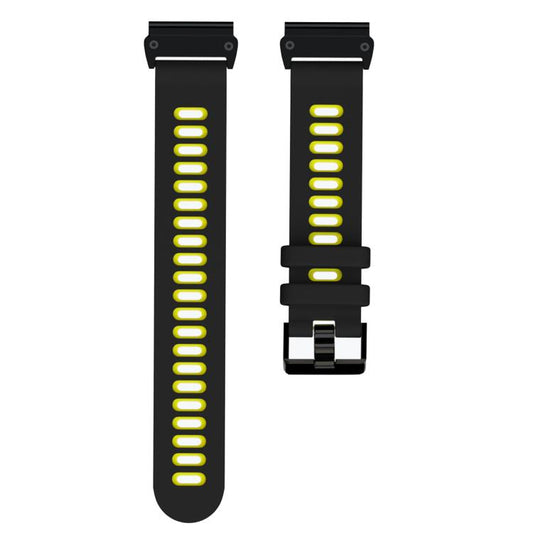 For Garmin QuickFit 22mm Kalebol Two-layer Silicone Watch Band(Black Yellow) by Kalebol