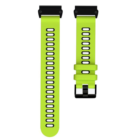 For Garmin QuickFit 26mm Kalebol Two-layer Silicone Watch Band(Green Black) by Kalebol