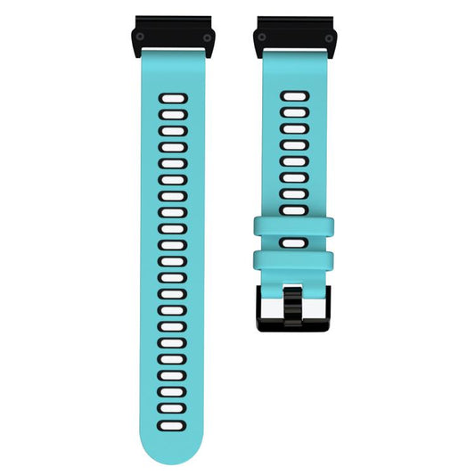 For Garmin QuickFit 26mm Kalebol Two-layer Silicone Watch Band(Teal Black) by Kalebol