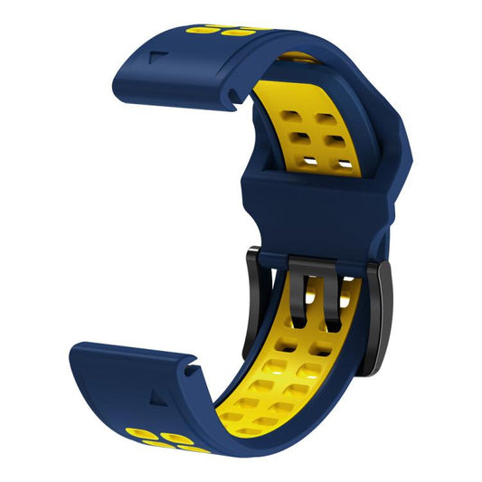For Garmin QuickFit 26mm Kalebol Tow Row Holes Silicone Watch Band(Blue Yellow) by Kalebol