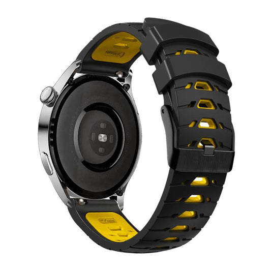 Kalebol 20mm Universal Three Row Holes Silicone Watch Band(Black Yellow) by Kalebol