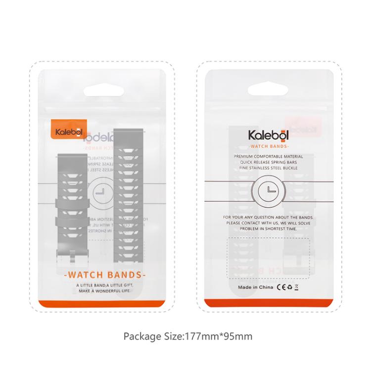 Kalebol 20mm Universal Three Row Holes Silicone Watch Band(Black Orange) by Kalebol