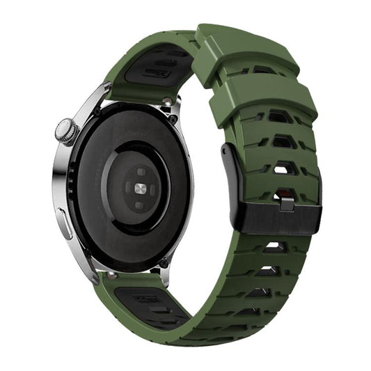 Kalebol 22mm Universal Three Row Holes Silicone Watch Band(Green Black) by Kalebol